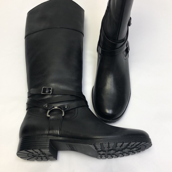 Lauren Ralph Lauren Savion Black Boots Leather New - Picture 10 of 12